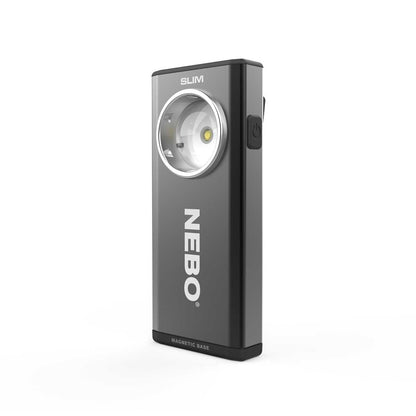NEBO SLIM Pocket Flashlight | 500 Lumens, Rechargeable Mini EDC Work Light, Magnetic Base & Dimmable Brightness, Durable & Water Resistant, Includes Charging Cable — Black