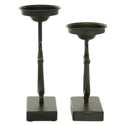YUHUAWF Candle Holderss 2 Candle Black Metal Candle Holder, Set of 2 Decorative Candlestick