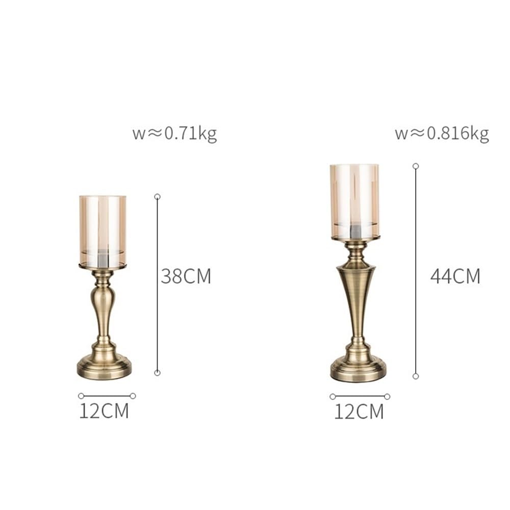 YUHUAWF Candle Holderss Creative Iron Candlestick with Glass Cover Home Dining Table Decoration Candlestick Ornaments Decorative Candlestick(Small)