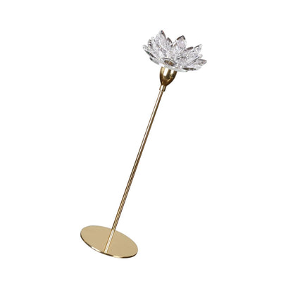 NIYANGLE Modern Simple Metal Crystal Lotus Candle Holder Small Gold Candlestick Decoration for Dining Room Wedding and Romantic Home Décor