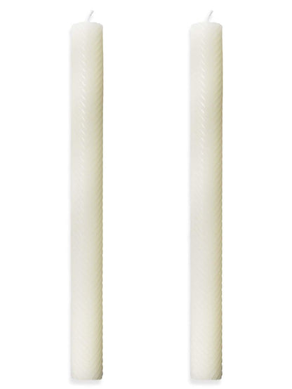 Arrow White 10in Taper Candles Set of 2 Pack Striped Tapered Candle, Decorative Threaded Candle for Dinner Party Wedding, Kitchen Decors, Christmas, Halloween