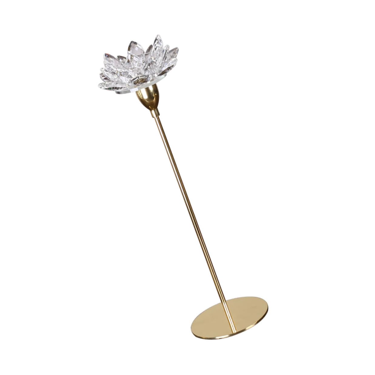 Ipetboom Crystal Lotus Candleholder Small Metal Candle Stand Romantic Dining Room Candlestick Decor for Candlelight Dinner