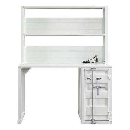 Acme Cargo Metal Desk and Hutch with Shelf in White