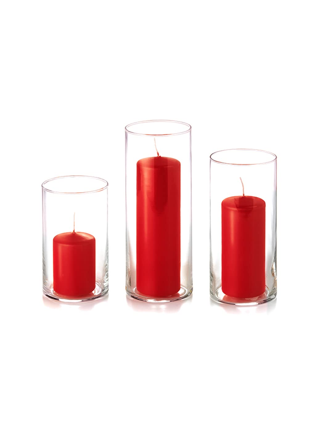 yummi Set of 36 Slim Pillars and Cylinder Vases - Ruby Red