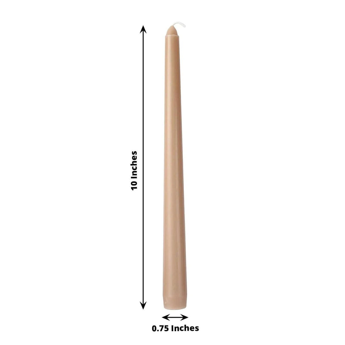 Tableclothsfactory 10" Tall Premium Quality Dripless Unscented Beige Taper Candles Wedding Dinner Candles for Wedding Decoration Set of 12