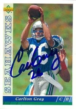 Sports Memorabilia Carlton Gray Autographed Football Card (Seattle Seahawks) 1993 Upper Deck No.476 Rookie