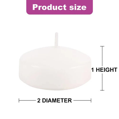 Thleunei 12 Pack Floating Candles 2” 6 Hour White Unscented Dripless Wax Discs, Floating Candles for centerpieces, Cylinder Vases, Wedding, Party, Pool, Holiday