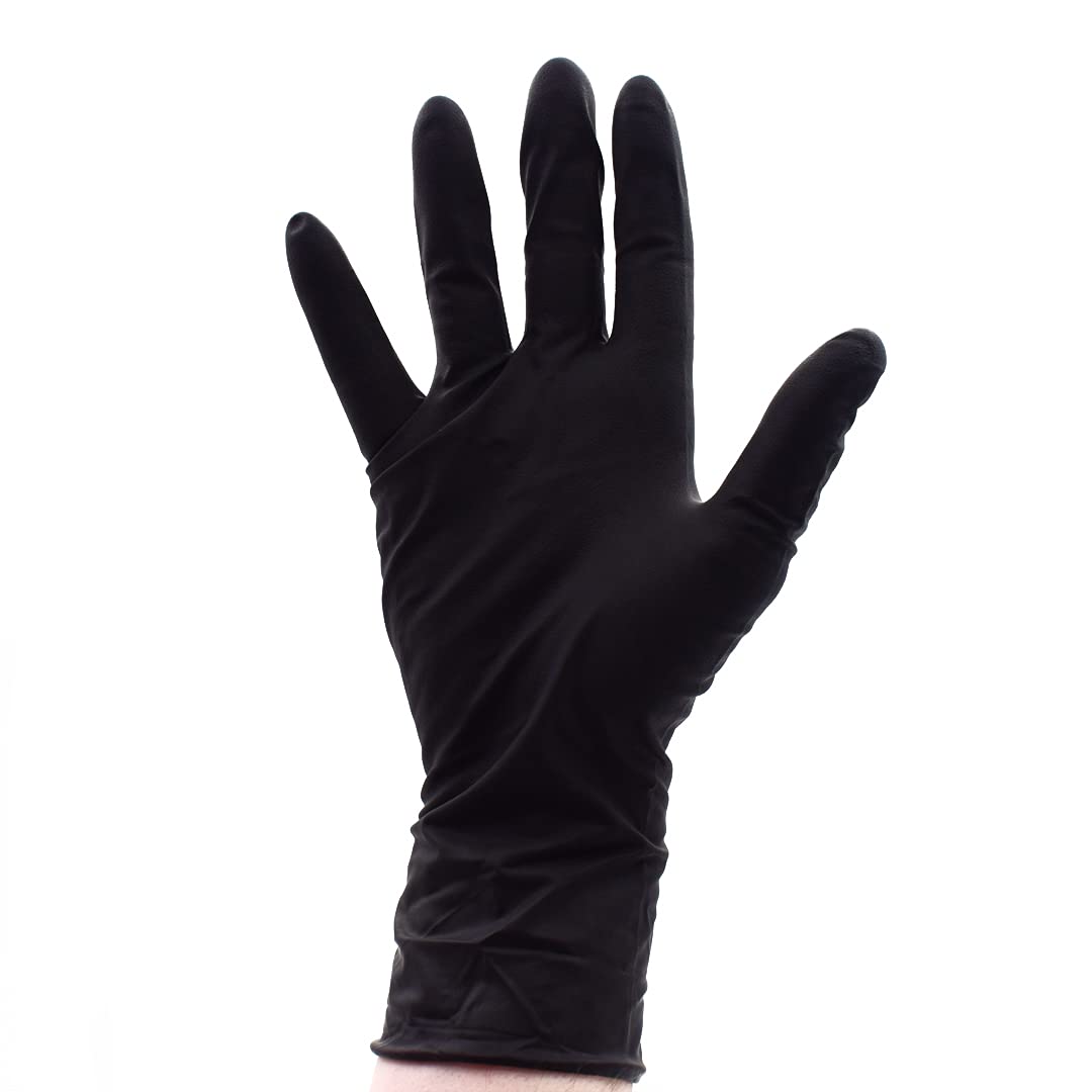 Colortrak Premium Grip Reusable Gloves, 4 Pairs (8 Gloves Total), Powder Free Latex, Durable and Chemical Resistant, Textured for Better Grip, Extra Long Cuff, Washable, Black, Large,