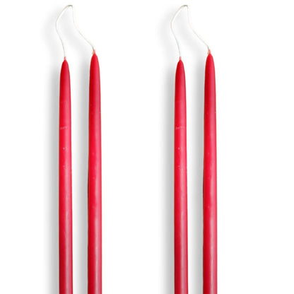 Candlestock Beeswax Taper Candles – 1/2" Diameter, Pure 100% Natural USA Beeswax, Cotton Wick, Dripless, Long-Burning, Handmade in Woodstock- 2 Pairs of Half Inch Tapers (Red, 10 Inch)