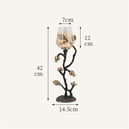 Candlesticks Home Creative candle holder Ornaments Retro Table Decoration Metal Glass Candle Holder Decorative candle holder(Large)
