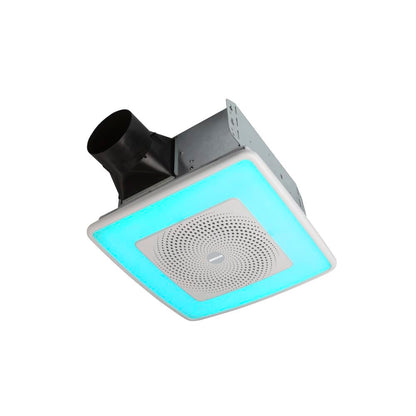 Broan-NuTone ChromaComfort Bathroom Exhaust Fan with Bluetooth Speaker, Powerful 110CFM/1.5 Sones, 24-color LED Light, SPK110RGBL, Wall Switch