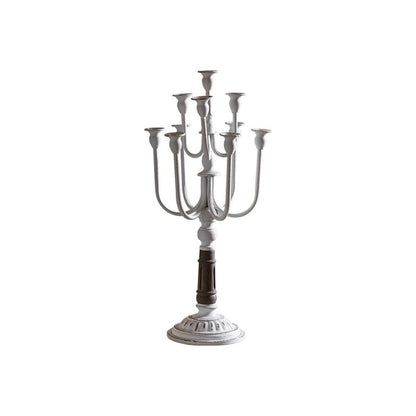 cfycfy987 Candelabra Retro Old Iron Candlestick Ornaments Flower Shop Wedding Western Restaurant Christmas Decoration Props Candle Sticks Holder(White)