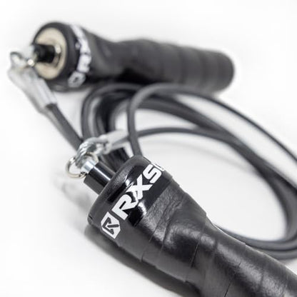 Rx Smart Gear Jump Rope - Black Ops Ergonomic Handles with Trans Black Cable Buff 3.4 8'0" | Jump Smart Weighted Speed Rope for Sports & Fitness, MMA, HIIT, Cardio & Functional Workout