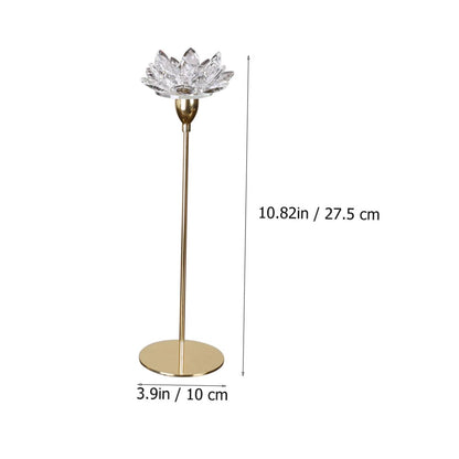 CALLARON Simple Metal Candlestick Crystal Lotus Candle Holder Small Gold Decorative Candle Stand for Dining Room Centerpiece Home Décor