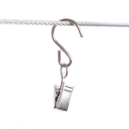 RONYOUNG 50PCS Stainless Steel S Hooks Curtain Clips, Hanging Party Lights Clips, Hangers Gutter Photo Camping Tents, Art Craft Display, Garden Courtyards Decoration, 2.4 Inch Long Silver