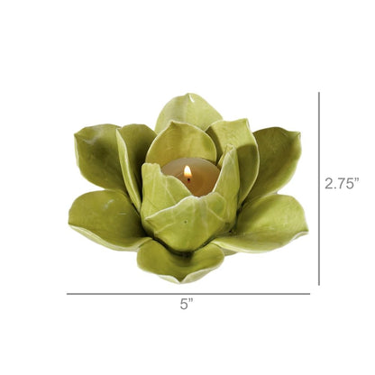 HomArt Lotus Tea Light Holder, Green