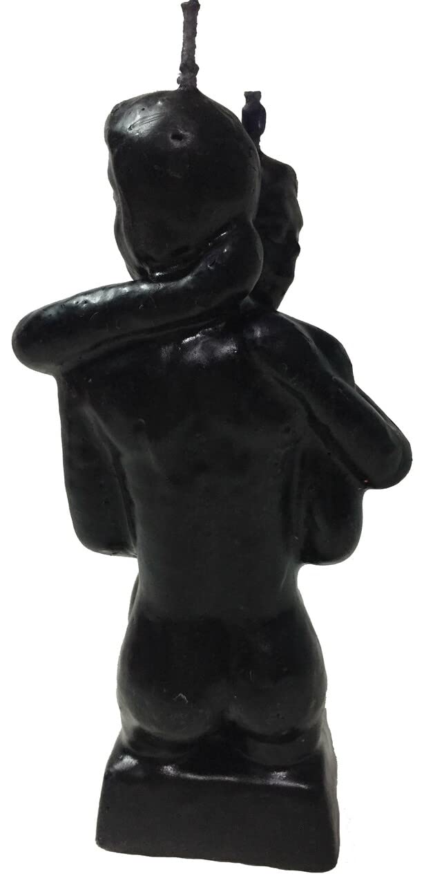 Adam & Eve - Love Ritual Candle: Couple Hugging Image - Fall in Love - 5 inches (Black)