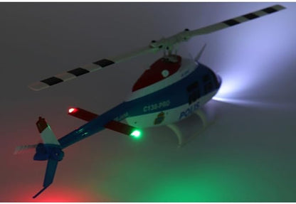 RC ERA C138-PRO Bell-206 Brushless Stabilized 6-Axis Gyroscope 6CH 3D RC Helicopter With Optical Flow Sensor and Upgraded Transmitter - Remote Control Helicopter RTF For Beginner &amp Adults (Blue)