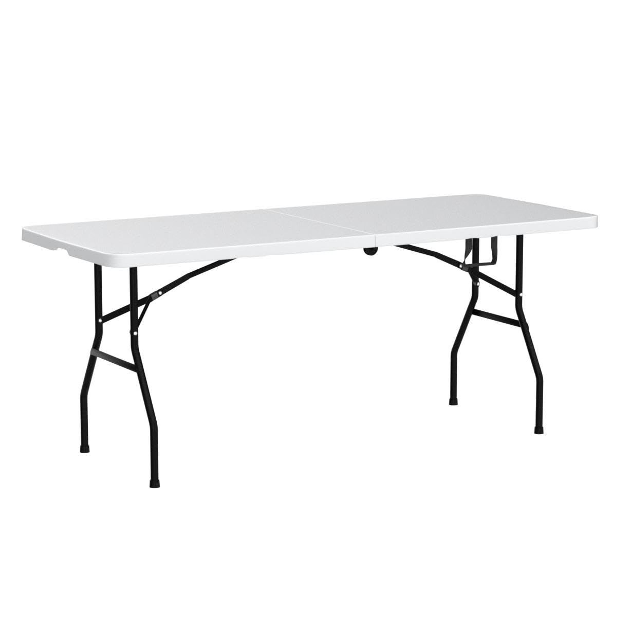 PIKAQTOP Plastic Folding Table 6ft Heavy Duty Foldable Utility Table with Carrying Handle for Camping Picnic BBQ Party Banquet Backyard, 500LBS Capacity, White