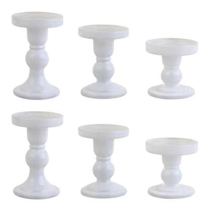 BTGLLAS 6-Piece Set of White Glass Candlestick, Crystal Candlestick Holder Holder and Conical Candle, Christmas Candle Holder Decoration, Family Living Room Wedding Candle Holder (white2sets)