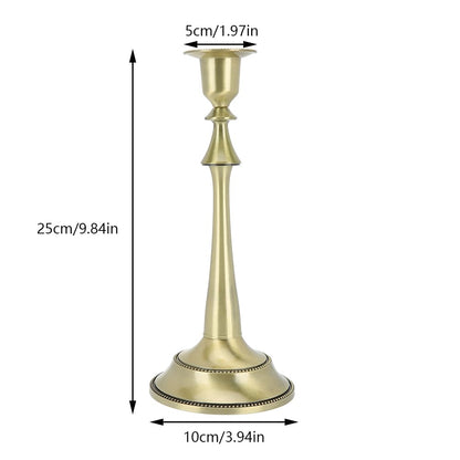 MOUMOUTEN Candelabra,2Pcs 1 Arm Bronze Candlestick Holder Length 25cm Decorative Ambience Ornament for Home,Wedding, Restaurant and Other Occasions