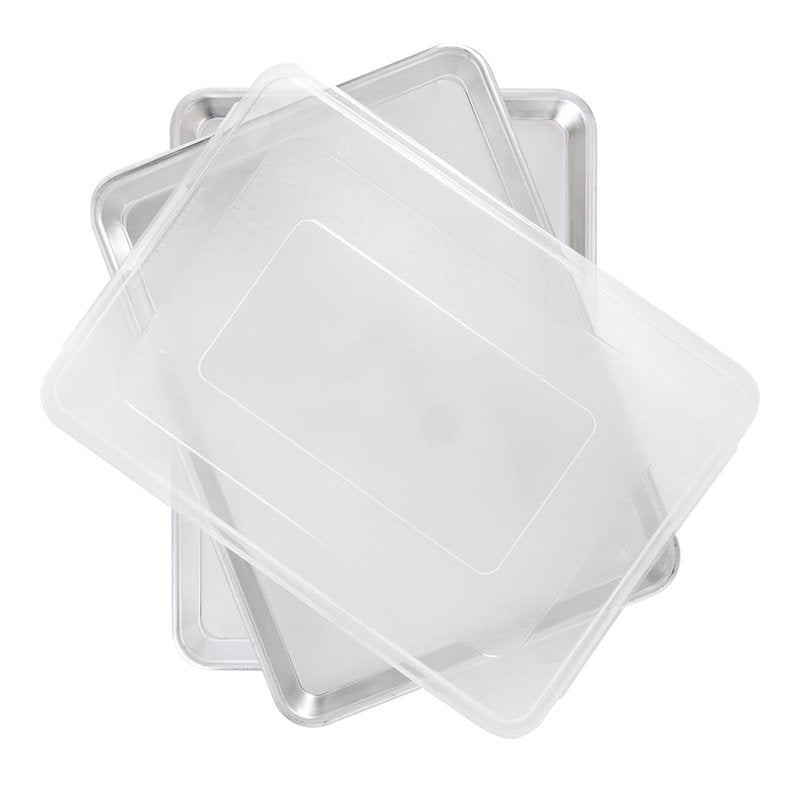 Nordic Ware Naturals Half Sheet Set - USA Made Aluminum Commercial Quality Sheet Pan for Baking or Roasting, Encapsulated Galvanized Steel Rim Prevents Warping, 2pk Half + Lid