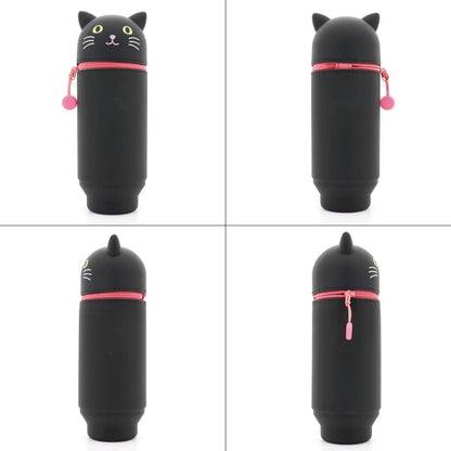 LIHIT LAB Kawaii Japanese Dog Large Stand Up Pencil Case For School Office College, Cute School Supplies, Animal Pen Holder Pencil Pouch Holder Girls, Artist, Boston Terrier (A7714-8)