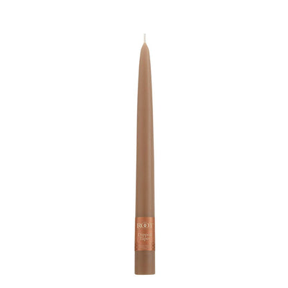 Root Candles 12-Count Unscented Taper Candles Smooth Hand-Dipped Dripless Beeswax Enhanced Boxed Candle Set, 9-Inch, Taupe