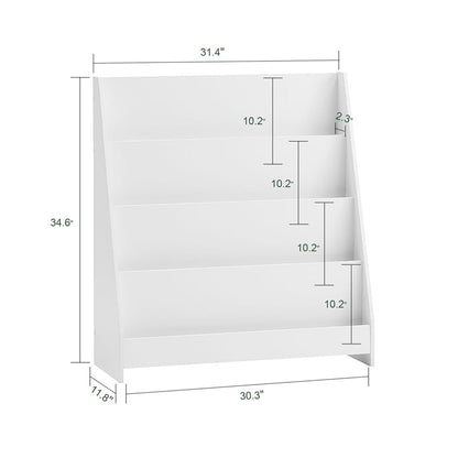 SoBuy Bookshelf for Kids, Montessori Bookshelf Toddler Bookcase 4-Tiers, Storage Display Rack Organizer Holder for Classrooms, Playrooms, and Nursery, White, KMB32-W