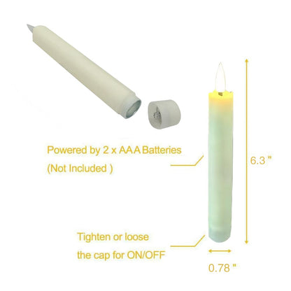 6Pcs Plastic Flameless Taper Candles Flickering with 10-Key Remote, Battery Operated Led Warm 3D Wick Light Window Candles with Flickering Flame for Halloween Christmas Church Wedding