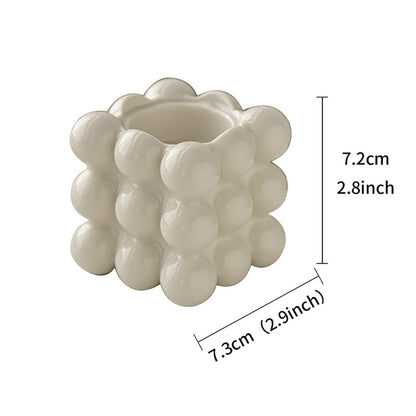 Ceramic Cube Golden Candle Holder Handheld Candlestick Holders Decorative Candle Stand Middle East Arabian Festival Candlestick Dining Table Party Home Decoration Ornament (White)