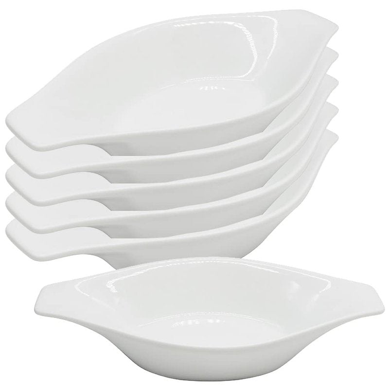 Chefcaptain Set Of 6 Porcelain Oval Casserole Dishes For Oven, 16 Oz Au Gratin Baking Dishes With Handles, Lead & Cadmium Free, Microwave Dishwasher Safe