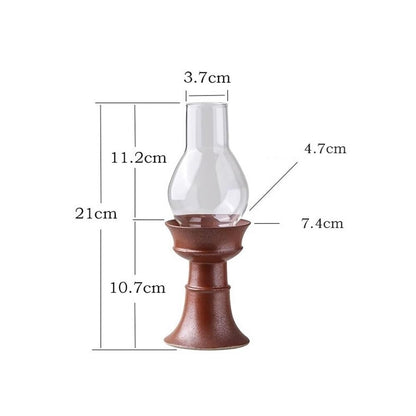 Candlesticks Ceramic Candle Holder with Glass Lampshade Retro Home Aromatherapy Candle Holder Decorative Ornaments Decorative Candle Holder(Black)