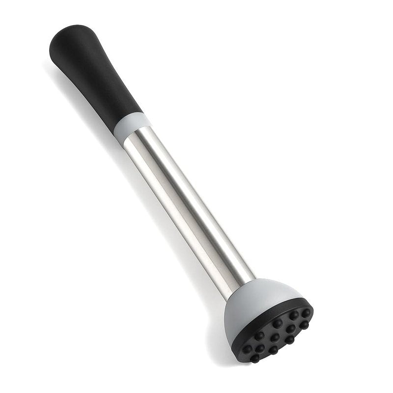 Natier Stainless Steel 8.5" Cocktail Muddler, Professional Drink Muddler for Mojitos, Lemons, and Fruit Cocktails, Durable Bartender Tool with Non-Scratch Nylon Head, Dishwasher Safe
