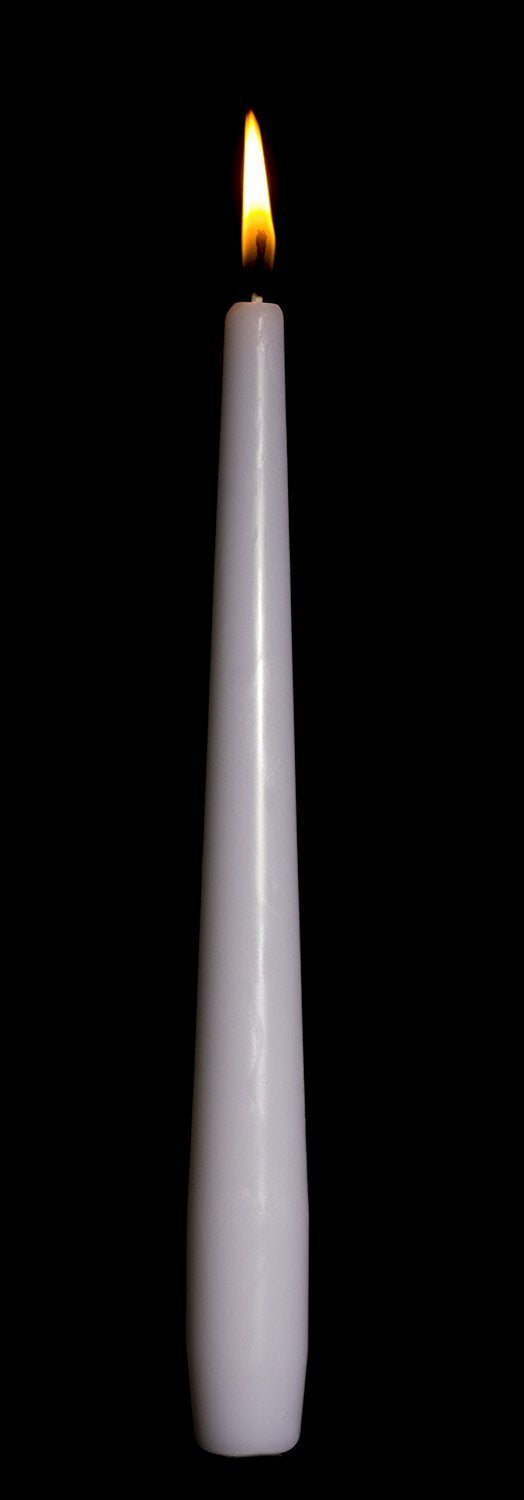 Ner Mitzvah 100 Pack Tall Taper Candles - 8.5 Inch White Dripless, Unscented Dinner Candle - Paraffin Wax with Cotton Wicks - 7 Hour Burn Time