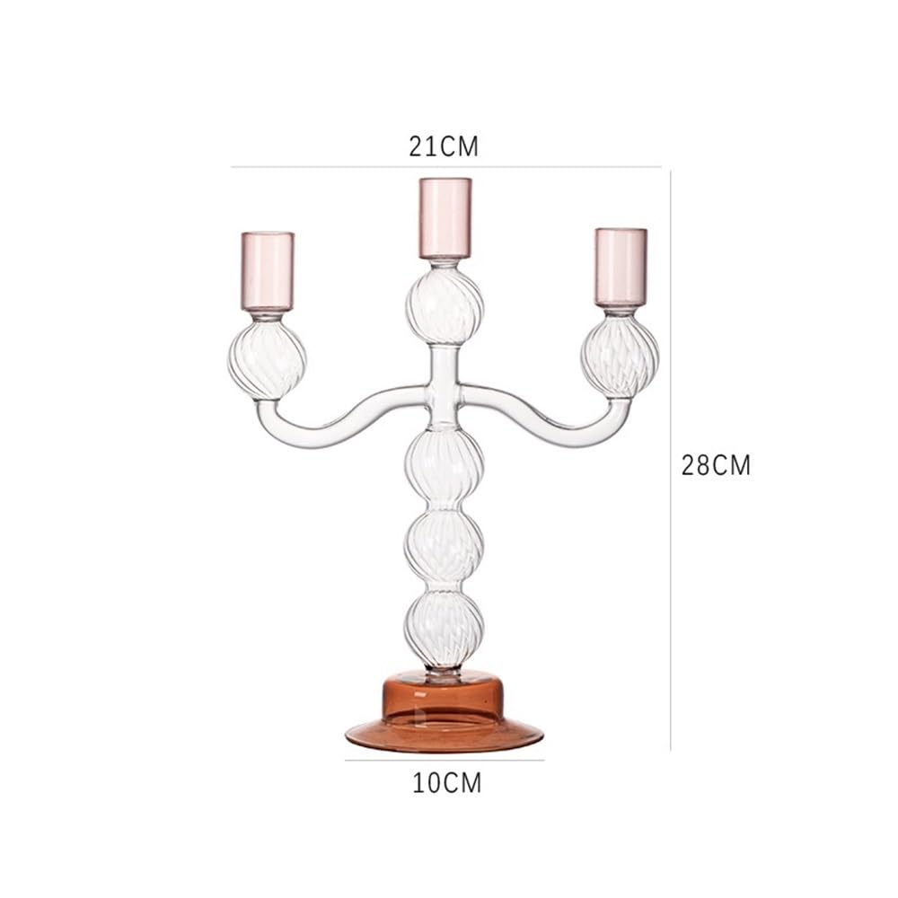 YUHUAWF Candle Holderss European Style Three-Head Glass Candlestick Home Decoration Ornaments Wedding Table Candle Holder Decorative Candlestick