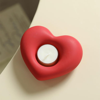 Valentines Day Ceramics Candlestick Holders Heart Candle Holders Decor for Mantel Wedding Festival Party Table Centerpiece Romantic Gift (Red Matte 1)