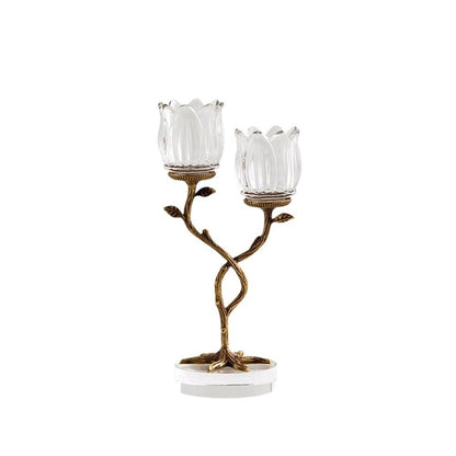 Candlesticks Light luxury creative home brass crystal glass candle holder entrance table advanced ornaments aromatherapy candle holder Decorative candle holder