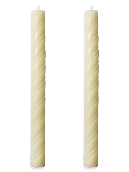 10in Spiral Taper Candles Set of 2 Pack Striped Tapered Candle, Decorative Threaded Candle for Dinner Party Wedding, Kitchen Decors, Christmas, Halloween (Roman Column White, 10in)