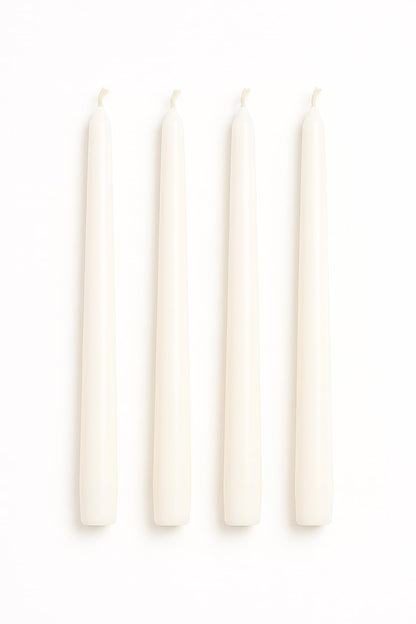 Dinil White Taper Candles - 110 Inch Unscented Dripless Smokeless Candlesticks Set of 4 | Perfect for Fall, Halloween, Thanksgiving, Dinner, Wedding and Party Decoration