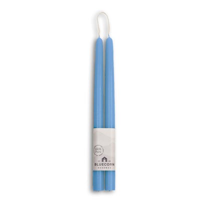Bluecorn Beeswax Taper Candles, 100% Pure Natural Bees Wax, Pair of 12 Inch Light Blue Tapered Candlesticks, Clean Burning & Dripless, Fragrance Free, Long Lasting, Home Decor, American Made, 1 Count