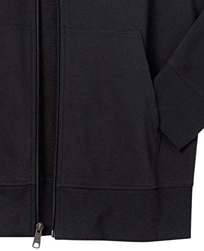 Amazon Essentials Men's Lightweight French Terry Full-Zip Hoodie with Comfortable Fit, Black, Large