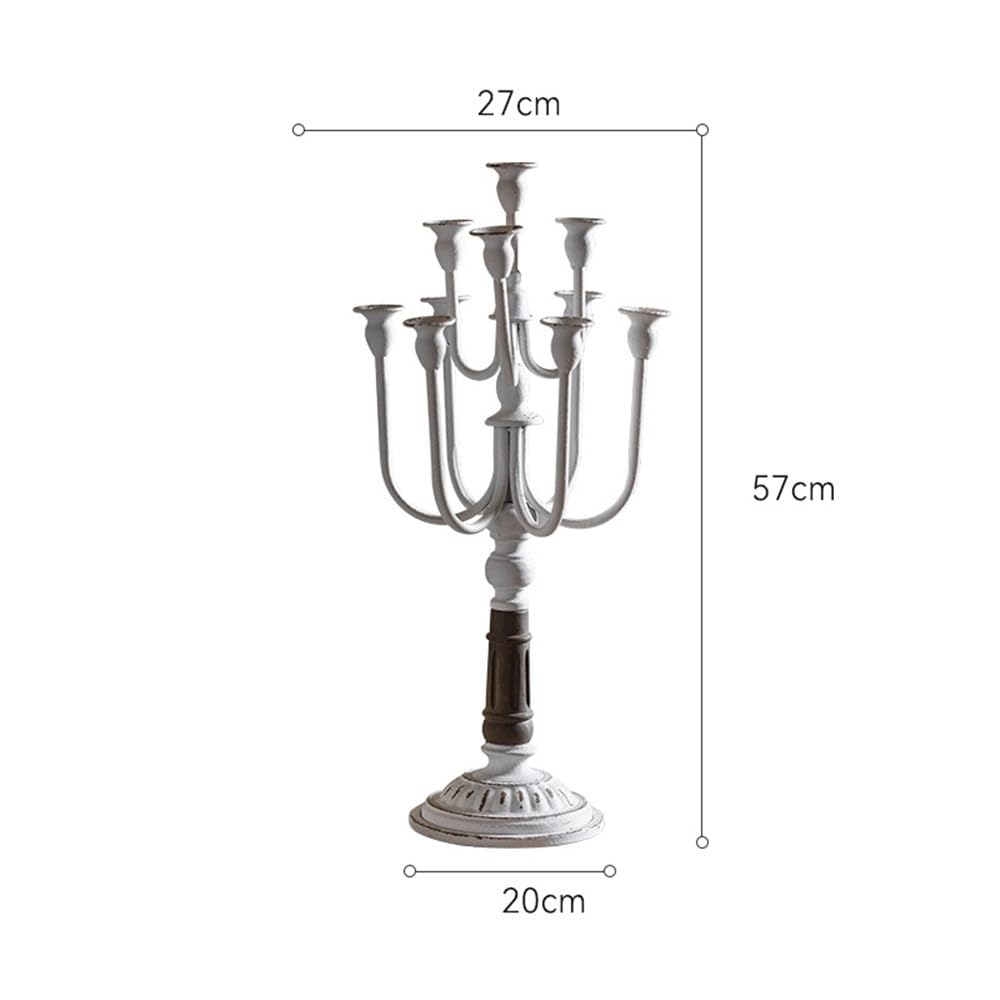 cfycfy987 Candelabra Retro Old Iron Candlestick Ornaments Flower Shop Wedding Western Restaurant Christmas Decoration Props Candle Sticks Holder(White)