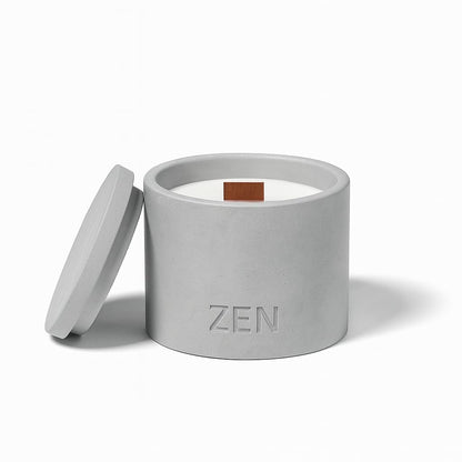 Zen Concrete Candle with Lid – Apple Blossom Citrus Floral – 100% Beeswax, Minimalist Jar, Wooden Wick, Reusable Container Plant Pot Storage – Luxury-Inspired (Gray, Small, CLIVE)