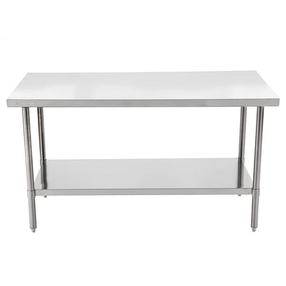 Restaurantware-Kitchen Tek 60x30 Inch Stainless Steel Table,1 Commercial Work Table - Galvanized Legs & Undershelf,Adjustable Feet,Stainless Steel 304 Metal Table,Great For Food Prep,For Home Or Hotel