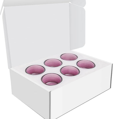 Elivia Red Tealight Candle Holders - Set of 18, Round Glass Candle Holder, 2" Diameter - CH03 - Aubergine Purple