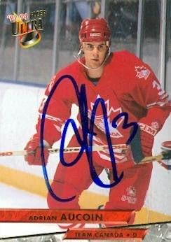 Sports Memorabilia Autograph Warehouse 67508 Adrian Aucoin Autographed Hockey Card Team Canada 1994 Fleer Ultra No. 458