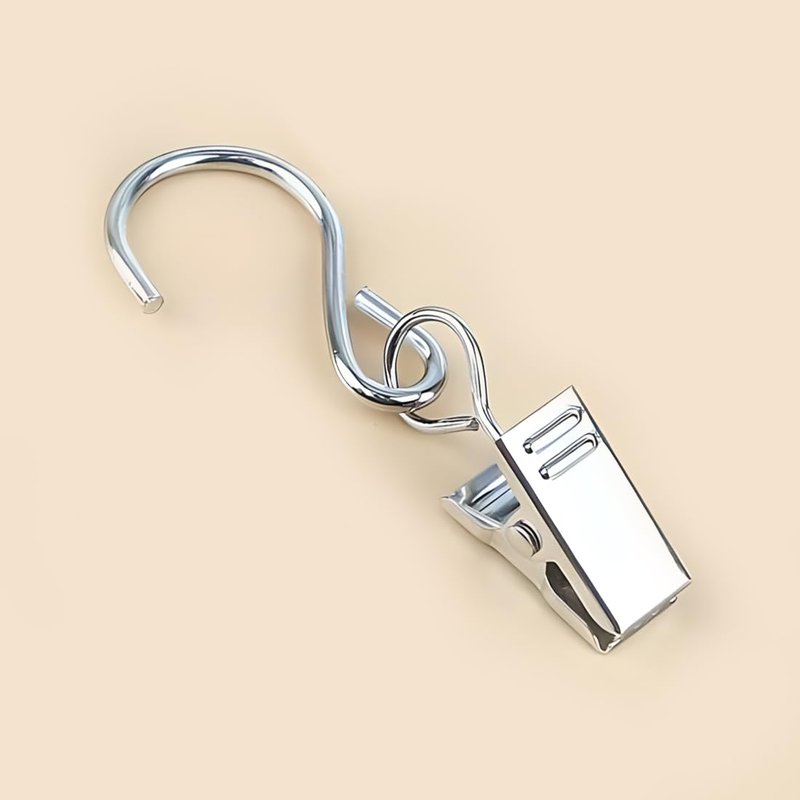 Coideal Gutter Hooks Curtain Clips, 40 Pcs Stainless Steel Patio String Light Hanging Clips Metal S Hooks for Indoor Outdoor (Silver)
