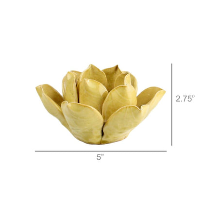 HomArt Lotus Tea Light Holder, Yellow