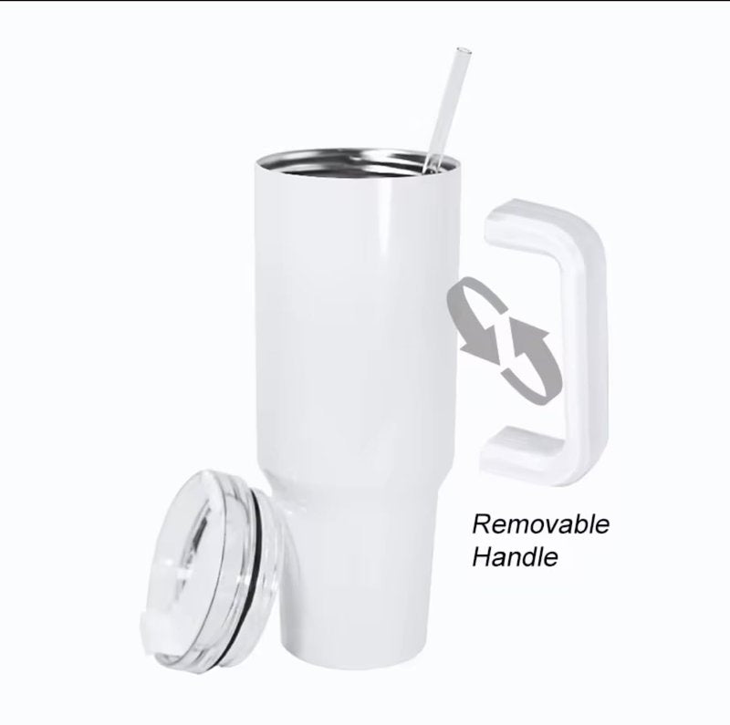40 oz Stainless Steel Insulated Tumbler With Handle and Straw, Leakproof Lid, Double wall Vacuum Travel Mug, Keeps Drinks Hot and Cold 24h, Large Reusable Water Bottle, Car Cup Holder Friendly.